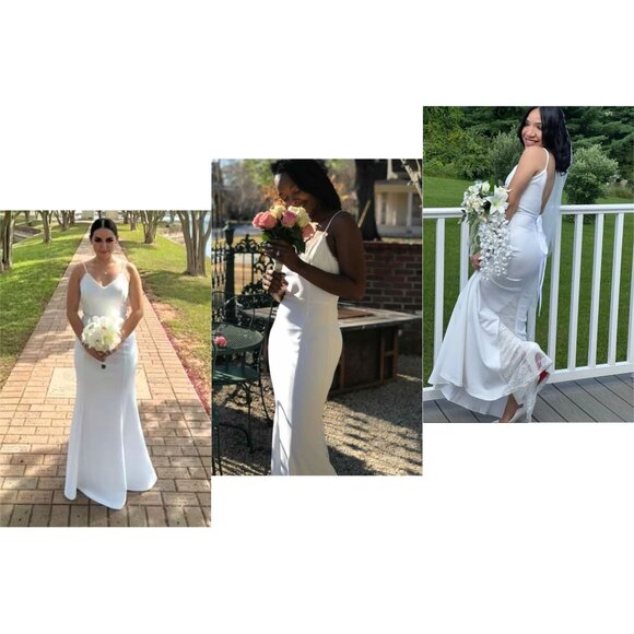 Lulus Taliana White Lace Button Back Maxi Wedding Dress L - Picture 8 of 13